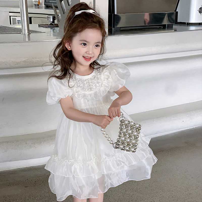 Girls Dress Summer New Western Style Baby Girls' Fashionable Birthday Dress Thin Children Puffy Princess Skirt - Deanwangkt