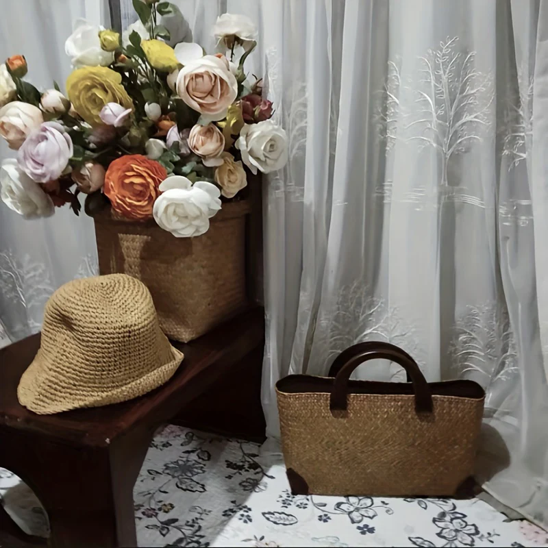 Timeless Classic Straw Satchel Bag - Stylish & Versatile for Womens Summer Adventures - Lightweight, Roomy, Perfect for Beach or City - Deanwangkt