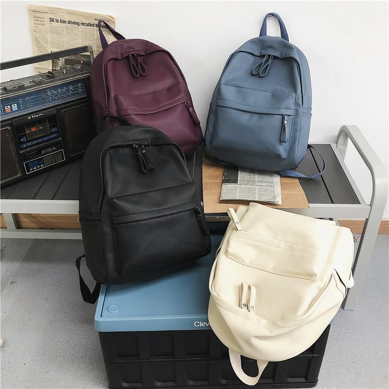deanwangkt  Pu Male and Female Student Backpack Foreign Trade  New Fashion Shoulder Bag Casual Fashion Couple Schoolbag Wholesale - Deanwangkt