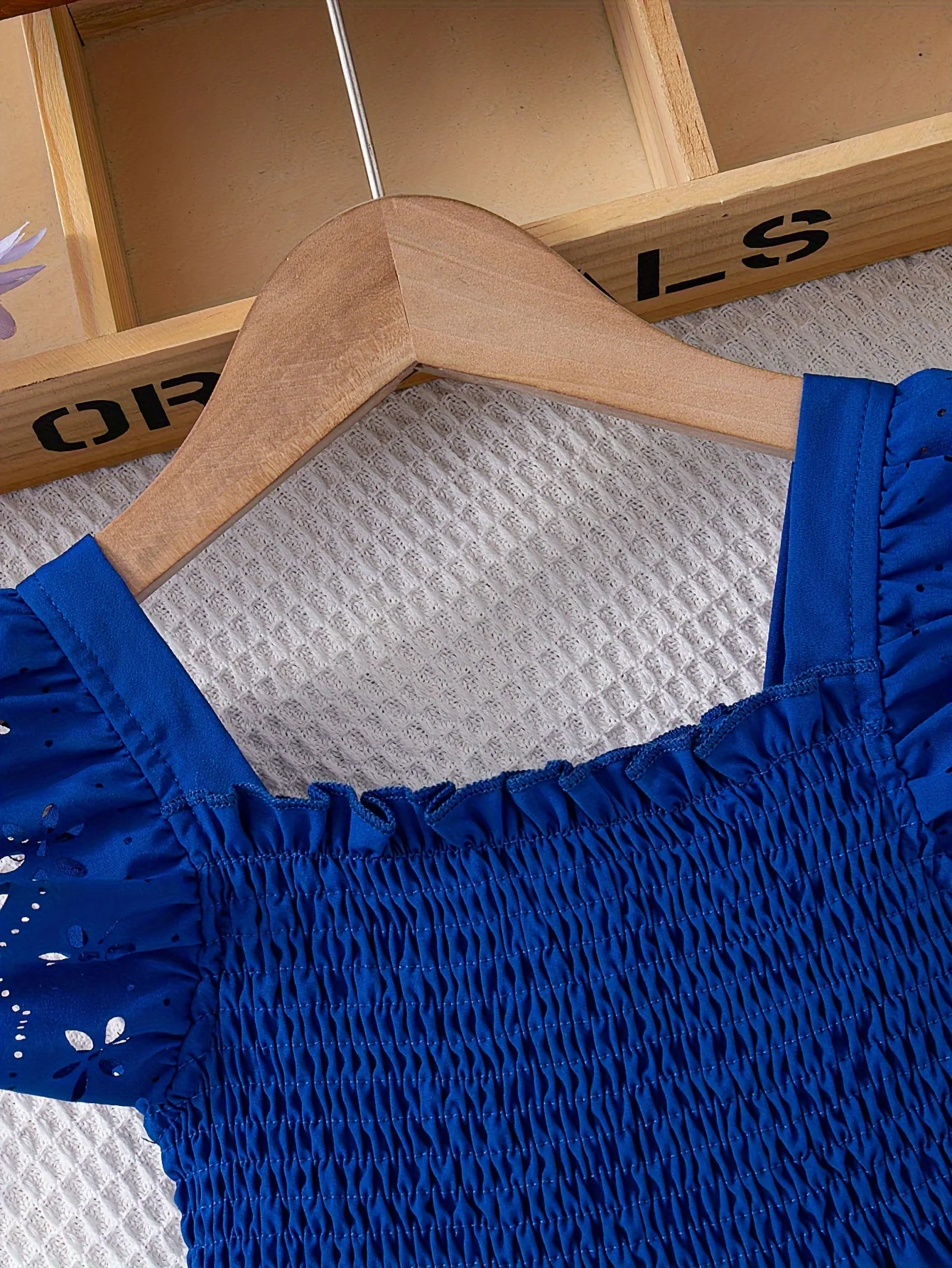 Knee-High Girls Comfy Solid Ruffle Sleeve Square Neck Dress for Summer Holiday Party - Loose Fit, Flared Hem, Shirred Details, Non-Stretch Polyester Fabric - Perfect Gift for Little Princesses - Deanwangkt