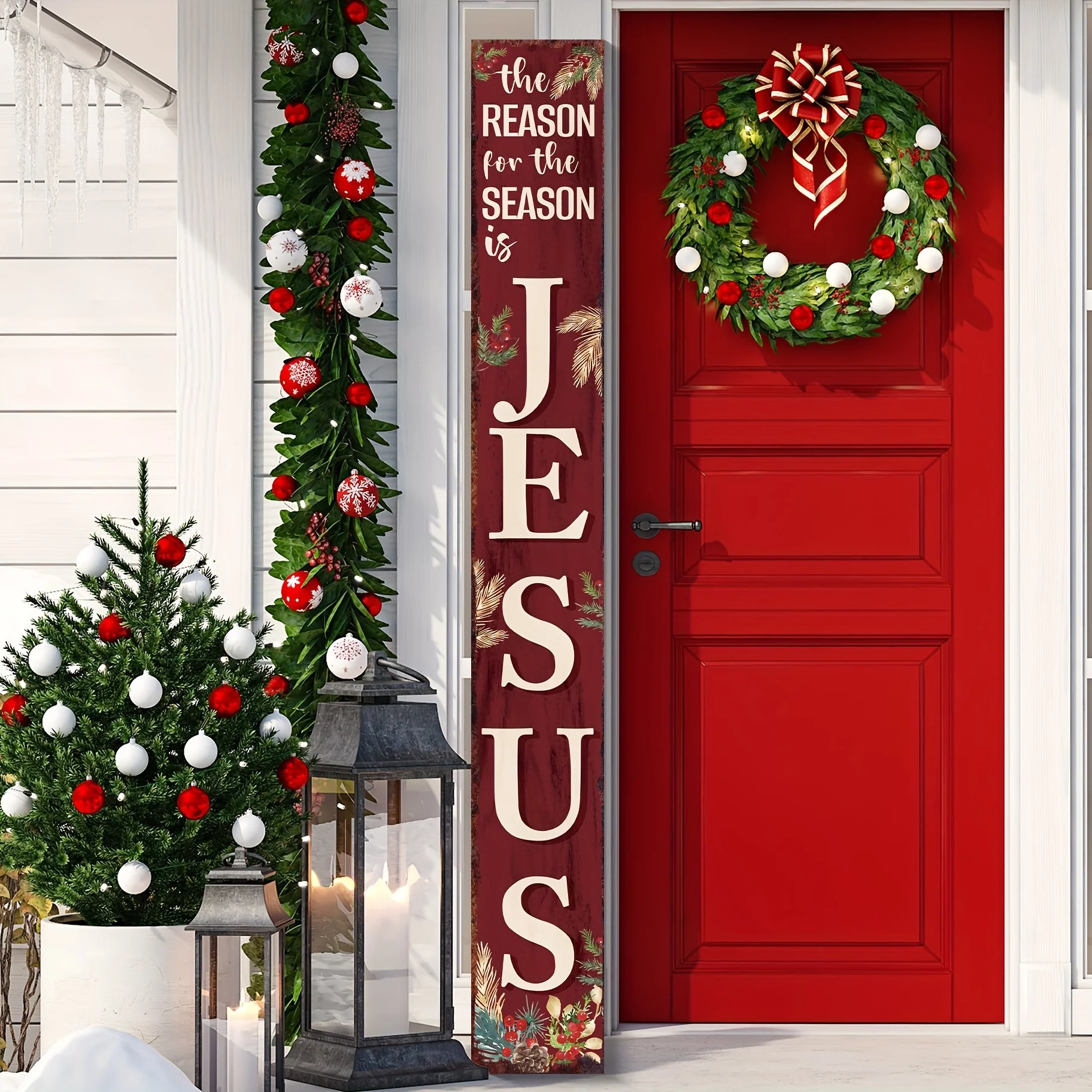 72IN Rustic Wooden Christmas Porch Sign - Large 6FT Holiday Entryway Decor with Farmhouse Style - Perfect for Indoor Outdoor Display, Front Door, Wall Decor, Porch, Patio, Home Decor, Holiday Celebration, and Seasonal Decoration - Deanwangkt