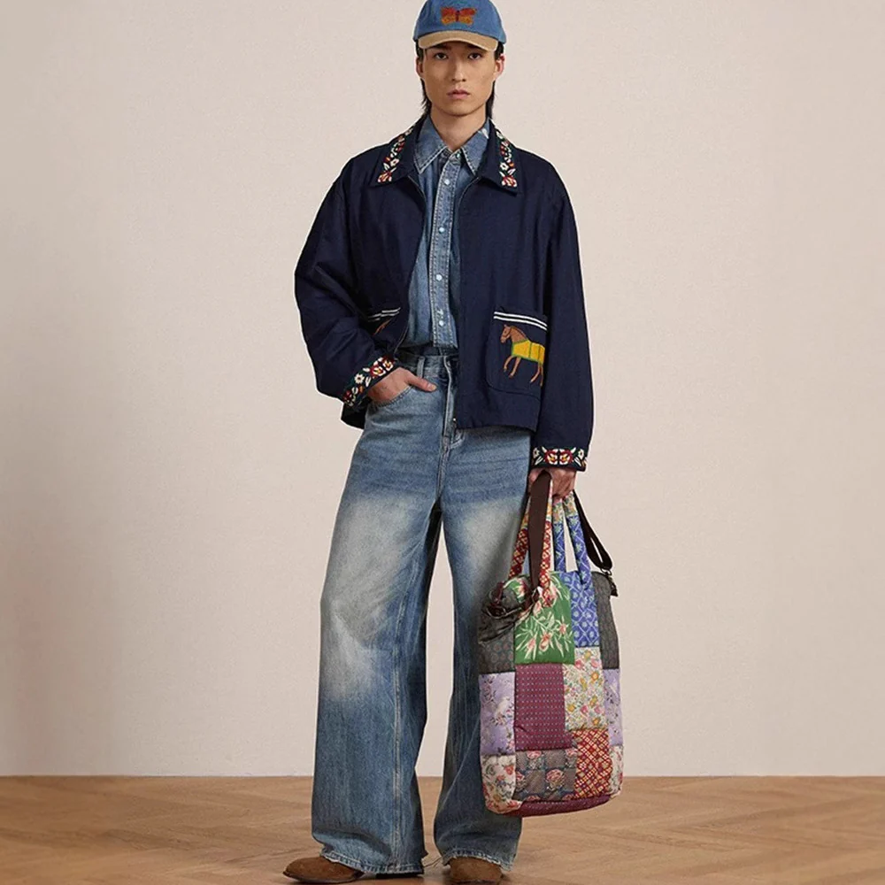 Siyuan court style flower war horse heavy industry embroidered jacket jacket women's short embroidered zipper jacket top 7745 - Deanwangkt