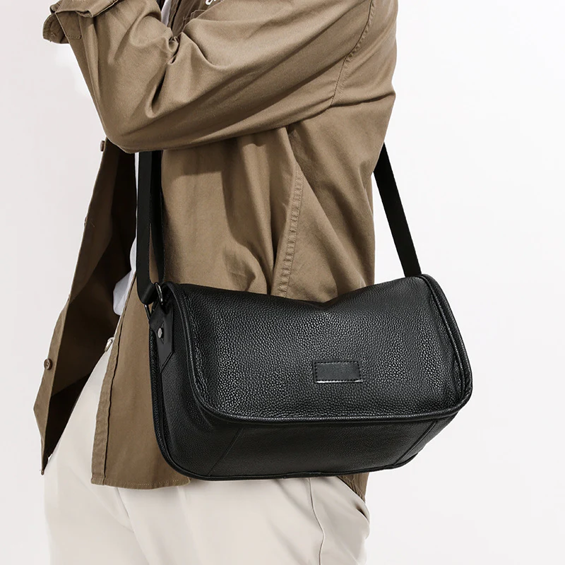 deanwangkt  New Men's Leather Shoulder Bag First Layer Cowhide Messenger Bag Business Casual Small Crossbody Bag Large Capacity Soft Cowhide Back - Deanwangkt