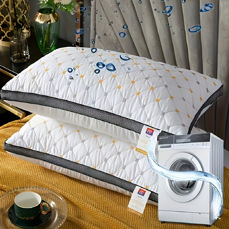 2pcs Luxury Thickened 3D Pillows - Washable, High Rebound Softness for Neck Support & Relaxing Sleep - Perfect for Side Sleepers, Ideal Travel Accessory & Gift for Mother's Day, Father's Day, Halloween, Thanksgiving, Christmas, Valentine's, New Year - Deanwangkt