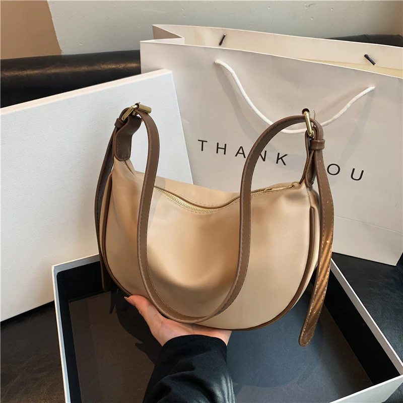 Soft Leather Large Capacity Fashion Simple Leisure Bag  Autumn and Winter New Versatile Korean Style Messenger Bag Dumpling Bag Trendy - Deanwangkt