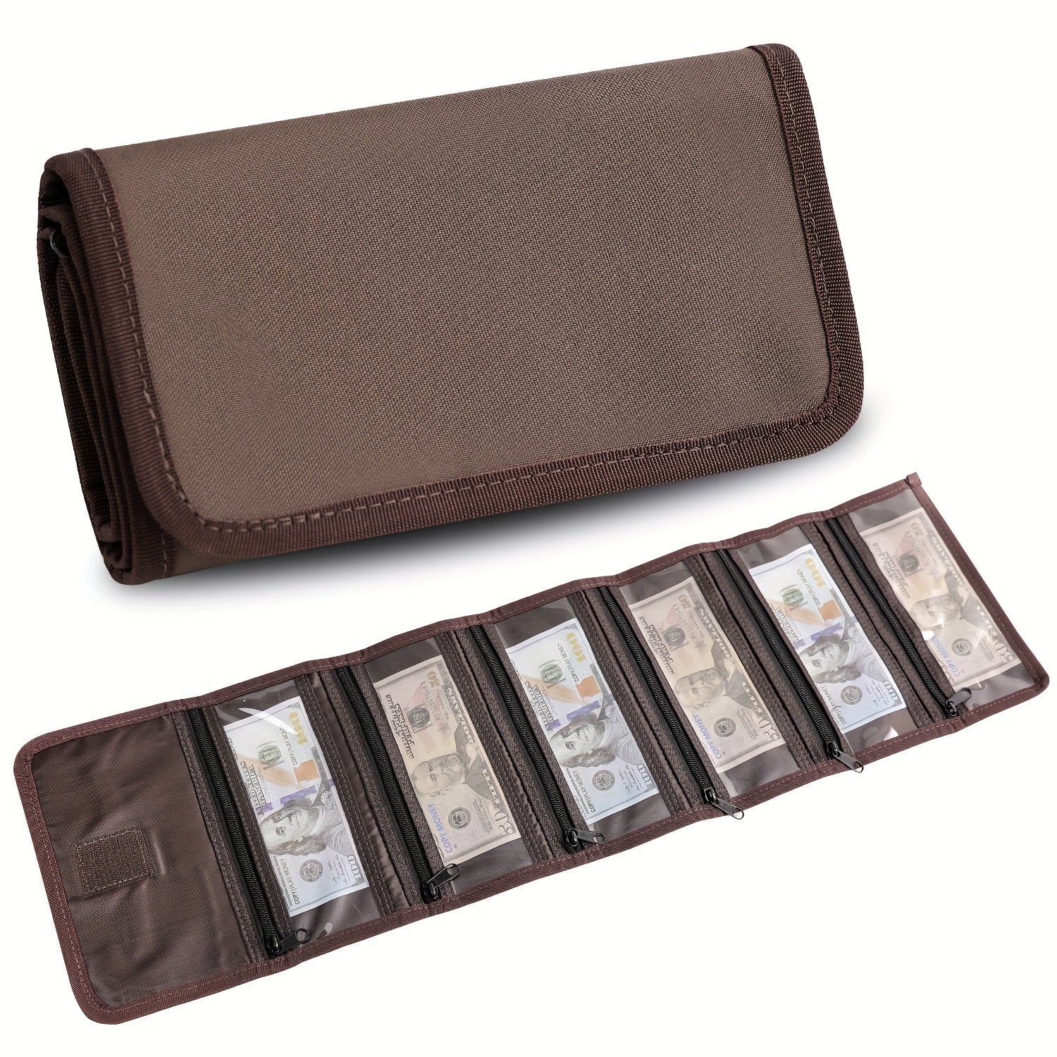 6-Zipper Compact Money Wallet - Versatile Cash Organizer & Receipt Holder for Travel & Budgeting - Durable & Stylish - Deanwangkt