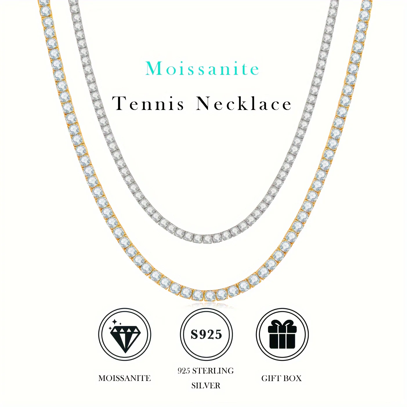 Elegant Unisex 18K Gold-Plated S925 Moissanite Tennis Necklace – Varying Carats 0.1 to 1ct - Deanwangkt