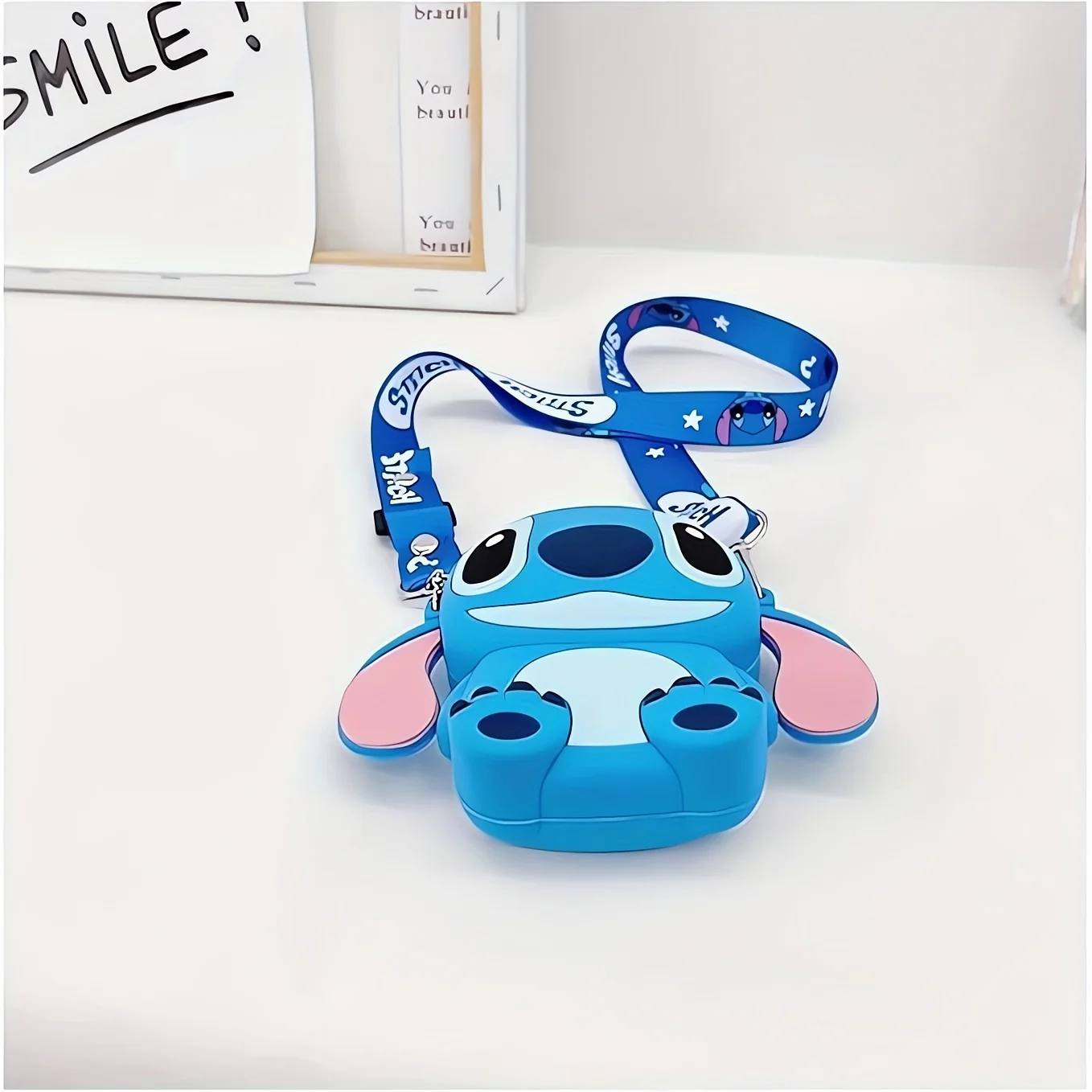 1pc Disney Stitch Crossbody Bag - Adjustable Shoulder Strap, Zipper Closure, Cartoon Stitch Design, Silicone Material, Coin Wallet Purse with Secure Storage - UME Brand - Deanwangkt