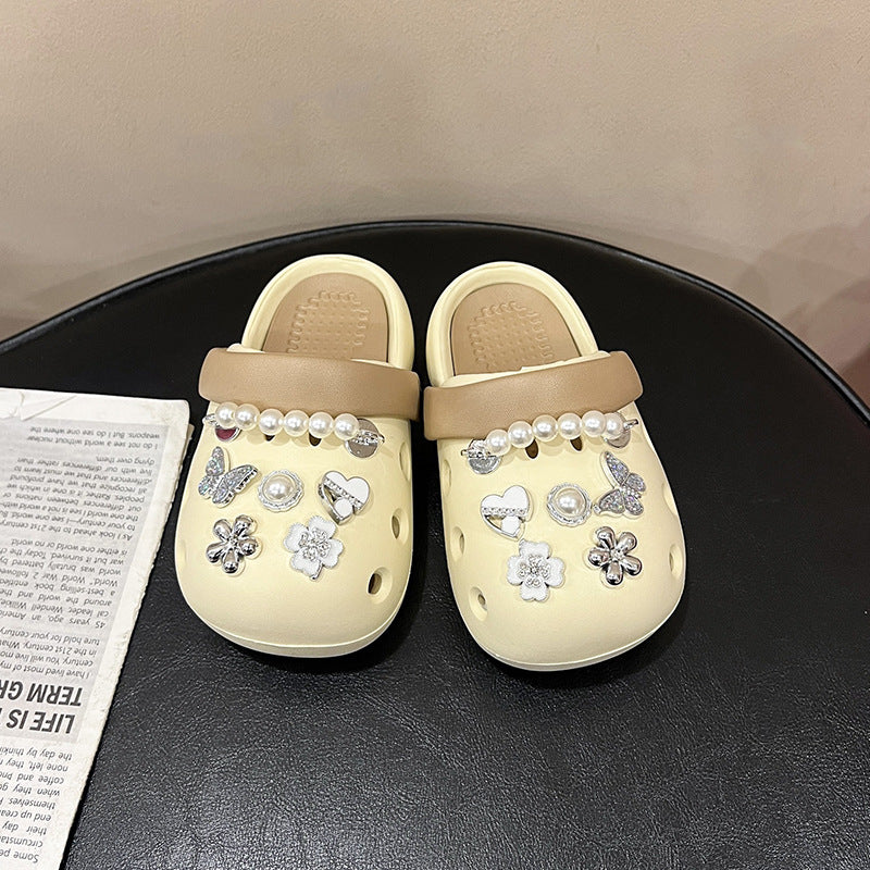 DEANWANGKT Children's Slippers Parent-Child Girls Summer New Home Soft Bottom Hole Shoes Girls Beach Slippers Boys Outdoor Wear - Deanwangkt