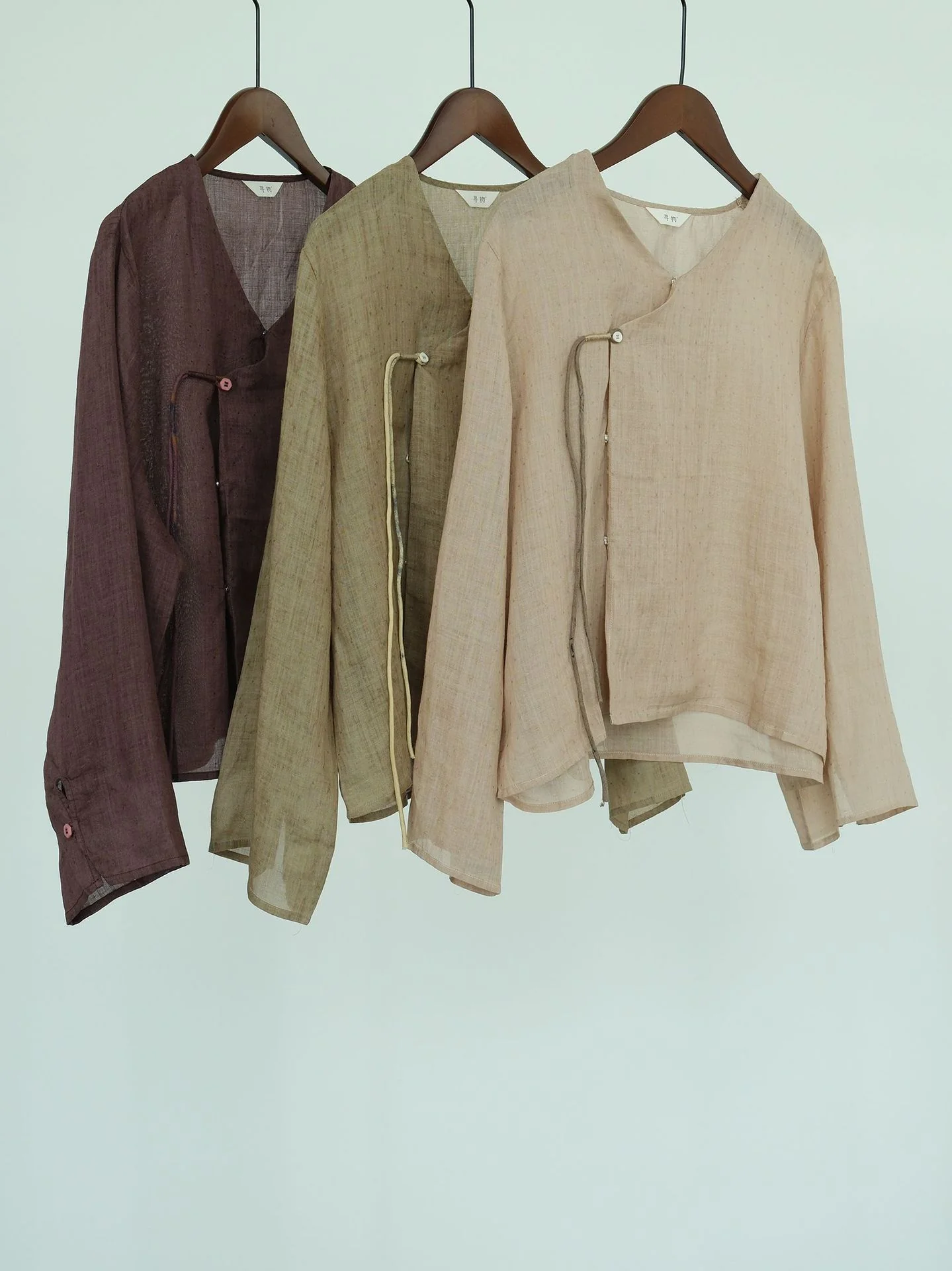 autumn retro ramie jacquard old diagonal placket lace-up shirt, light Chinese literary cardigan jacket S23188 - Deanwangkt