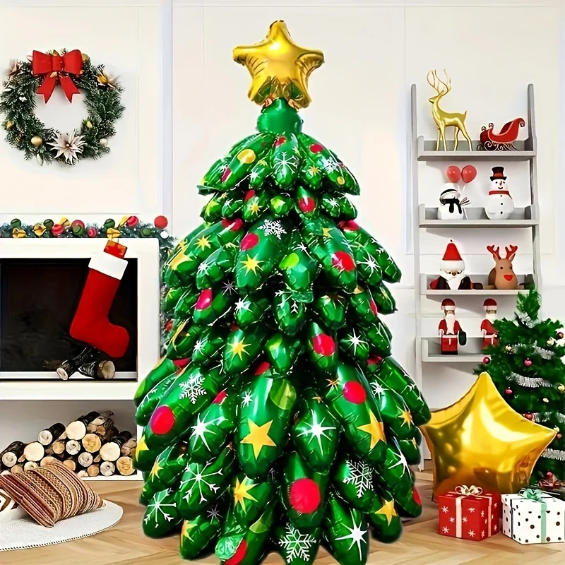 KADUOS 9pcs Christmas Tree Balloon Set - Festive Holiday and New Year'S Party Supplies, Indoor & Outdoor Decorations, Suitable for Ages 14+, No Electricity Required, Green Plastic Balloons - Deanwangkt
