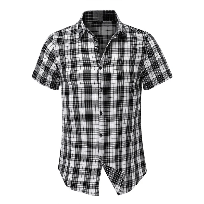 DEANWANGKT 2025 Cross-border men's casual Hawaiian shirt Popular trade men's short-sleeved shirt men's shirt wholesale  plaid shirt - Deanwangkt