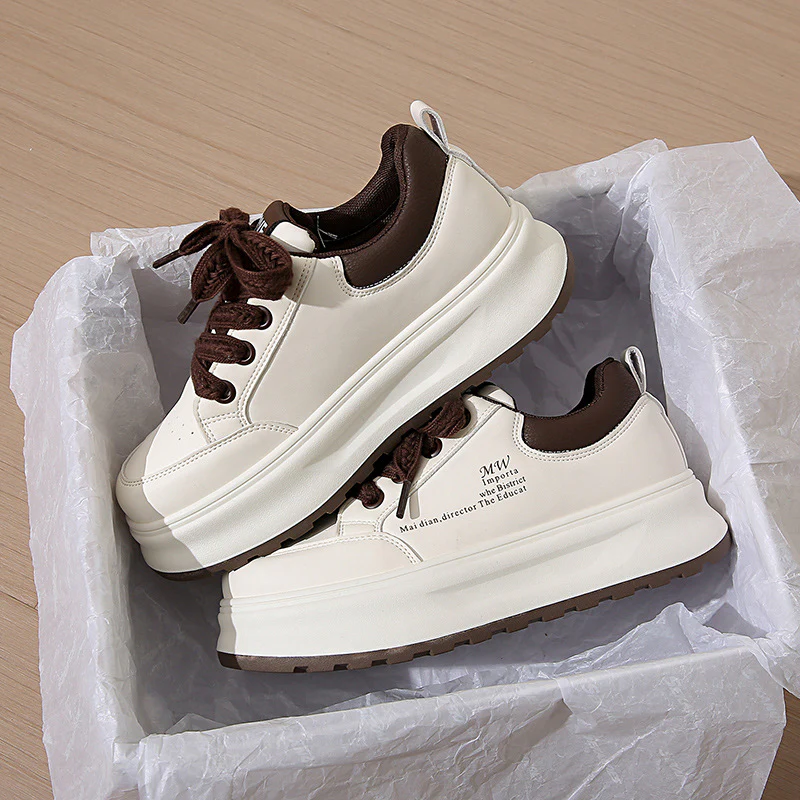 2025 spring little white shoes new Korean version ins female students platform height increase street shot sports board shoes casual XW519 - Deanwangkt