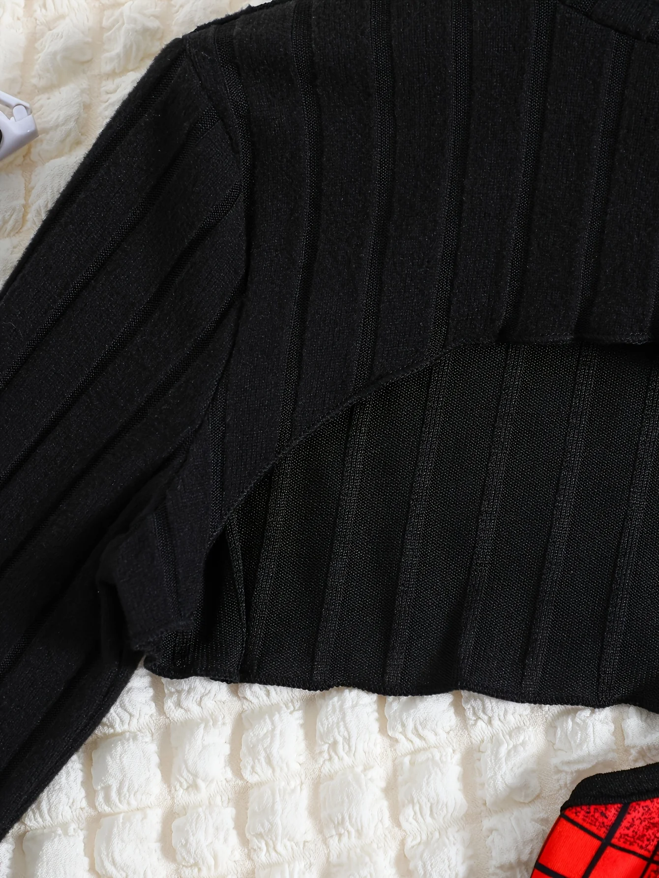 2pcs Elegant Ribbed Long Sleeve Cropped Top + Plaid Cami Dress Set Spring Fall Christmas Gift, girl's outdoor activities - Deanwangkt