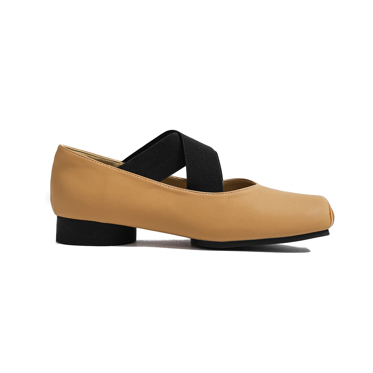 DEANWANGKT  Genuine Leather Mary Jane Pumps Autumn and Winter Retro Cross Belt Square Toe Comfortable Chunky Heel High Heel Pig Nose Ballet Shoes - Deanwangkt
