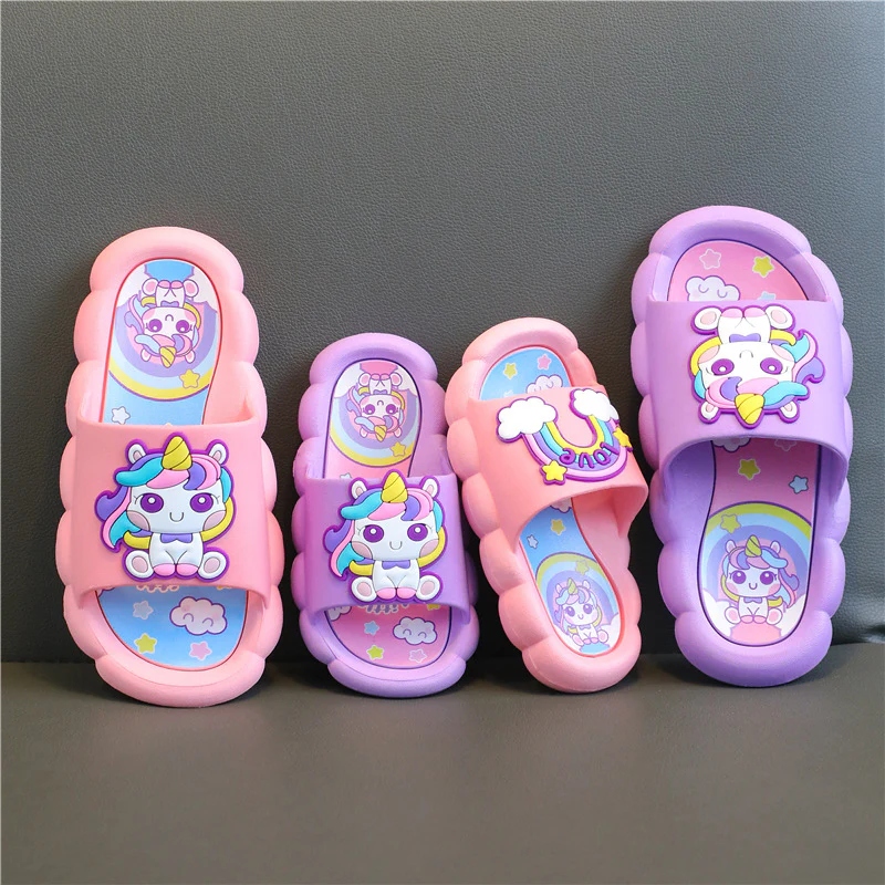 DEANWANGKT Children's Slip-on Slippers Summer Girl Child Baby Soft Bottom Non-Slip Cartoon Bathroom Princess Slippers - Deanwangkt