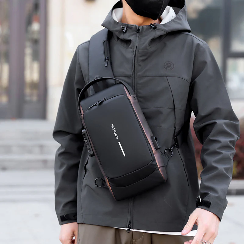 deanwangkt Cross-Border Men's Chest Bag Password Lock Anti-Theft Motorcycle Bag Waterproof Men's Shoulder Messenger Bag Business Casual Backpack - Deanwangkt