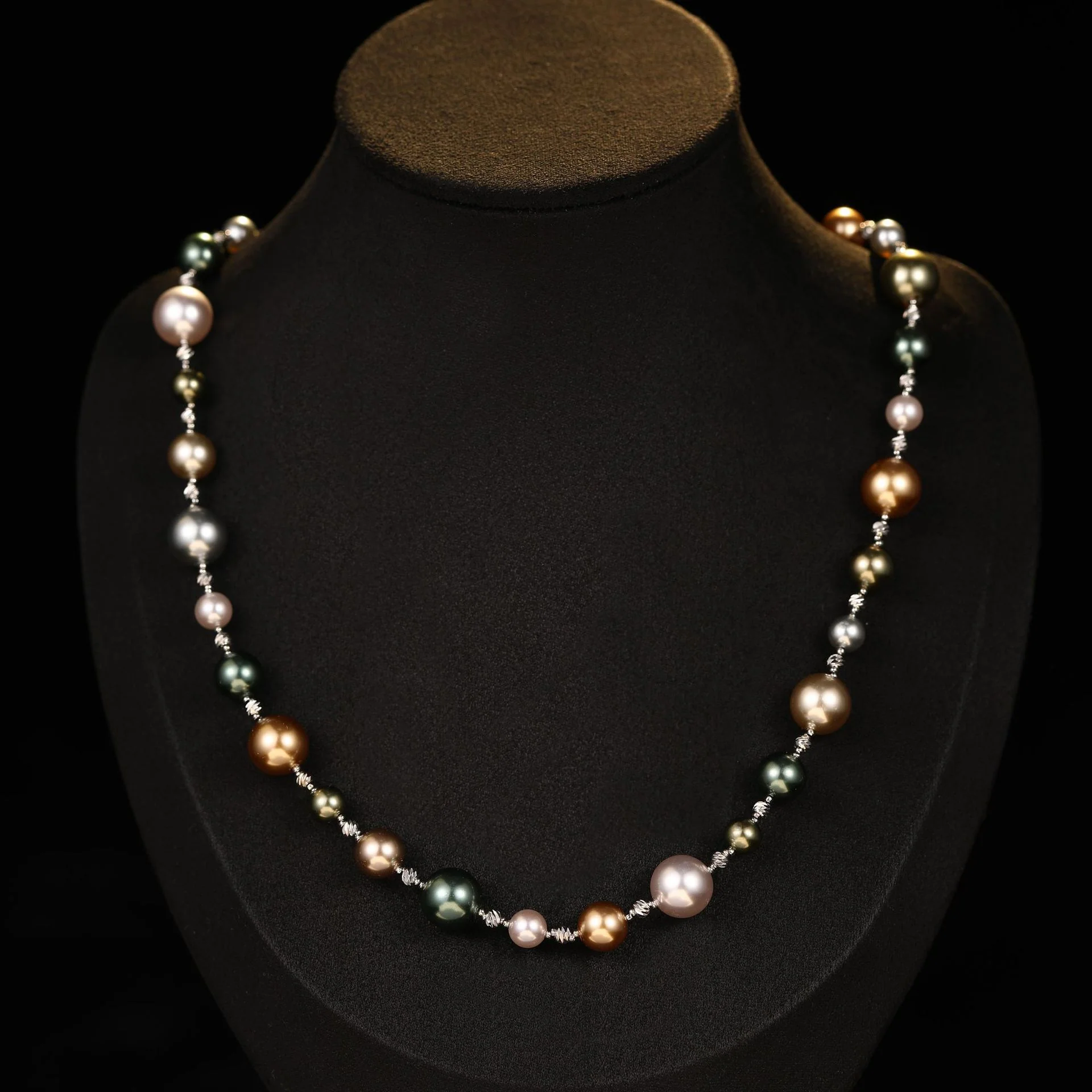 2025 Spring and summer temperament mixed color pearl magnetic necklace light luxury high sense collarbone chain versatile long sweater chain accessories women - Deanwangkt