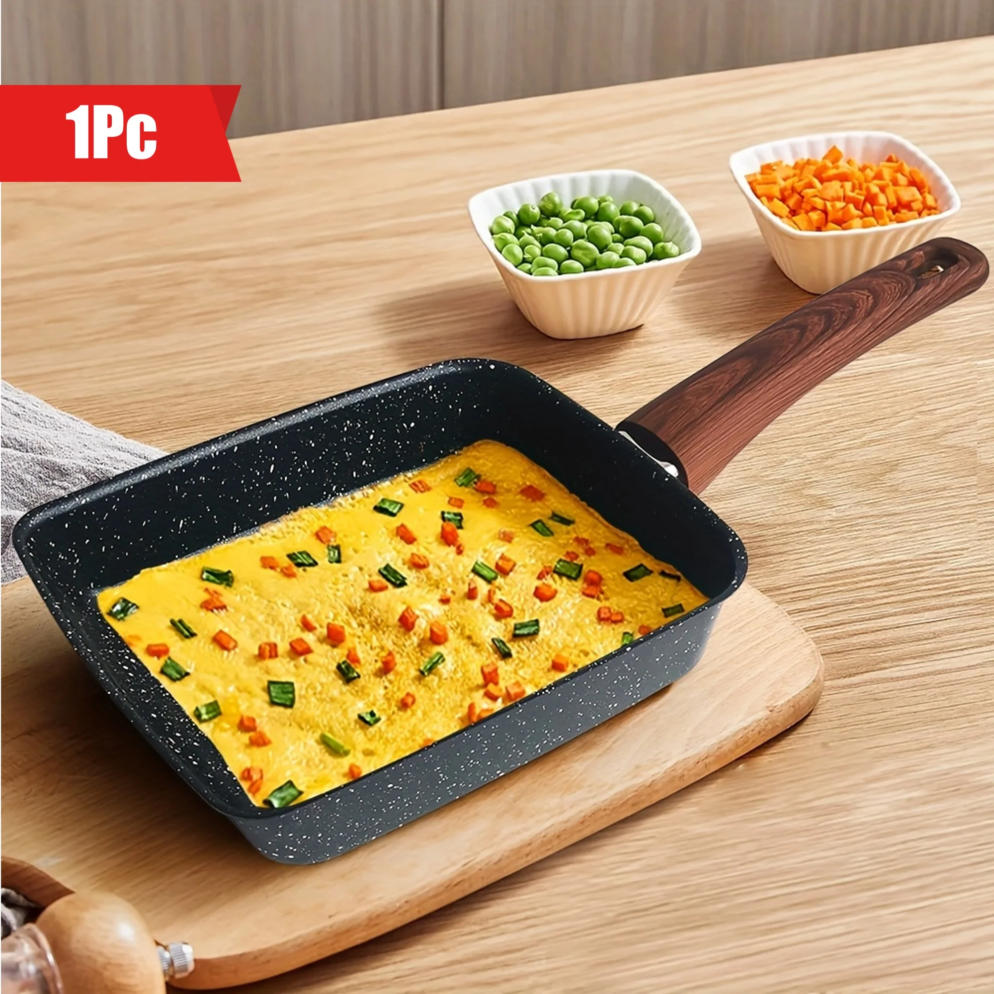 1pc Premium Tamagoyaki Square Egg Pan - Non-Stick Granite Stone Cookware, PFOA-Free, Induction Compatible, All Stoves Friendly, Easy Flip, Omelette Maker, Kitchen Essential for Breakfast Lovers - Deanwangkt