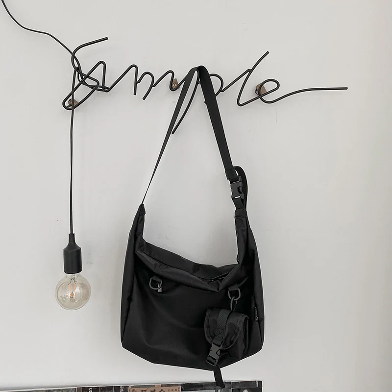 deanwangkt  INS Dark Trendy Messenger Bag Men's Large Capacity Sports Shoulder Bag Women's Casual Bag Student Schoolbag Hong Kong Style Working Style Bag - Deanwangkt