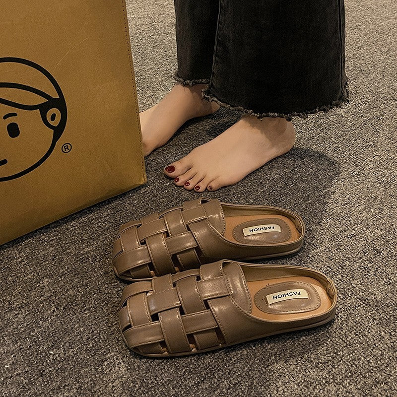 DEANWANGKT  Closed Toe Sandals for Women  Summer New Fairy Style with Skirt Flat Bottom Slip-on Beach Sandals Foreign Trade Shoes - Deanwangkt
