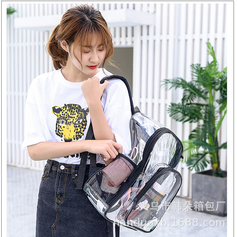 deanwangkt Cross-Border  Environmental Protection PVC Transparent Backpack Fashion Waterproof Student Schoolbag Transparent Bag Gel Bag - Deanwangkt