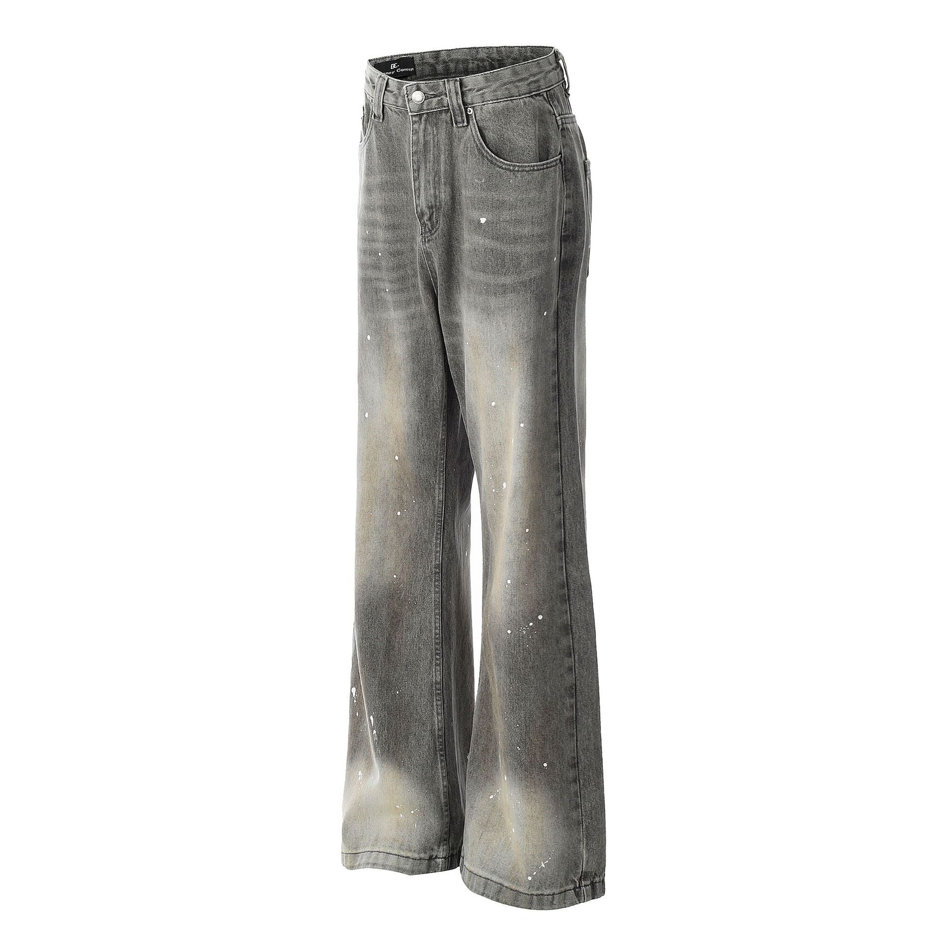 FX073 2025n retro 2025 men's and women's high-end handmade ink design men's loose horn jeans - Deanwangkt