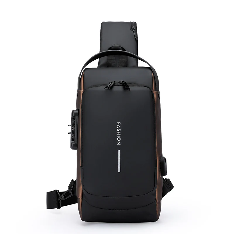 deanwangkt Cross-Border Men's Chest Bag Password Lock Anti-Theft Motorcycle Bag Waterproof Men's Shoulder Messenger Bag Business Casual Backpack - Deanwangkt