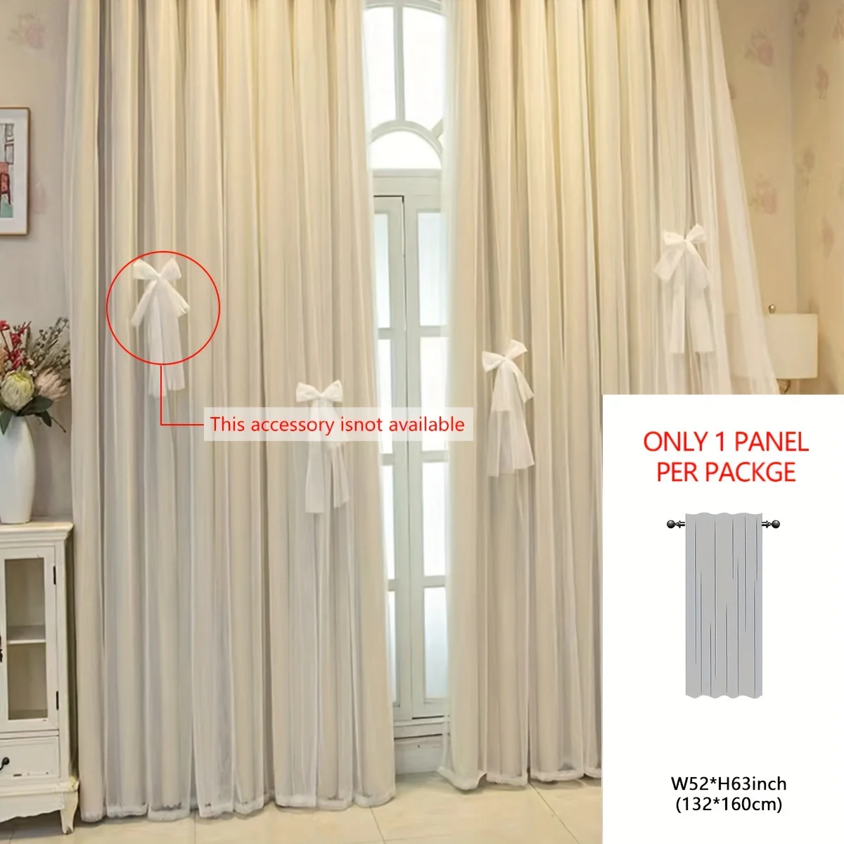 1panel One-layer Cloth One-layer Yarn Blackout Curtains, Modern Simple Style Decorative Curtains, Suitable For Living Room Bedroom Balcony Floating Window Partition Noise Reduction Romantic Curtains Home Decor - Deanwangkt