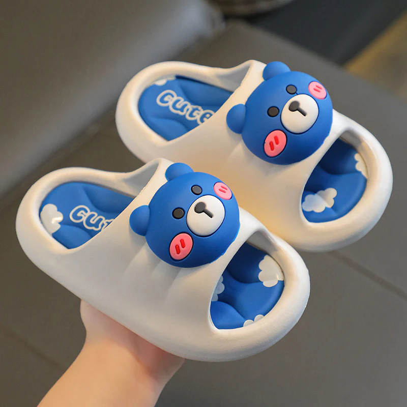 DEANWANGKT Cartoon Slippers Children's Summer Baby Cute Bear Household Bathroom Non-Slip Comfortable Cute Slippers Outer Wear - Deanwangkt