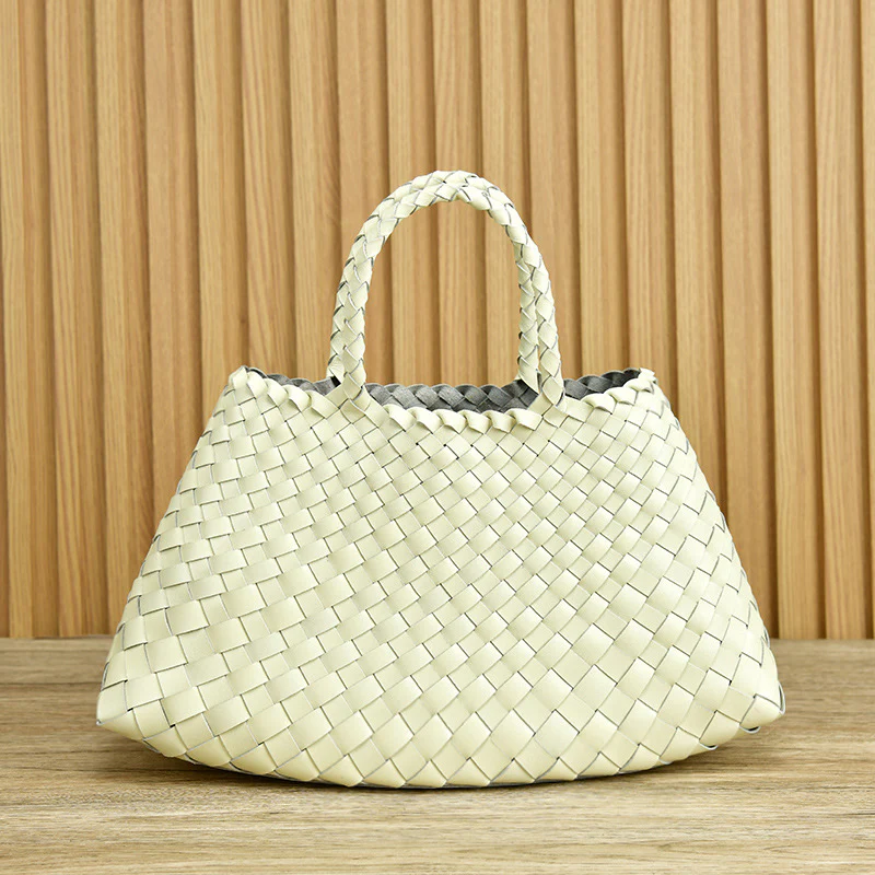 Dragon Diffusion New Woven Bag First Layer Cowhide Handmade Vegetable Basket Bag Genuine Leather Women's Bag - Deanwangkt