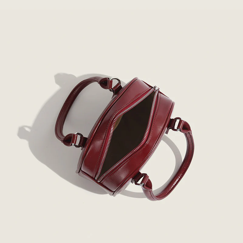 DEANWANGKT 2025 Red bag women's summer new product trend hand bag Korean retro PU small satchel messenger bowling bag women - Deanwangkt