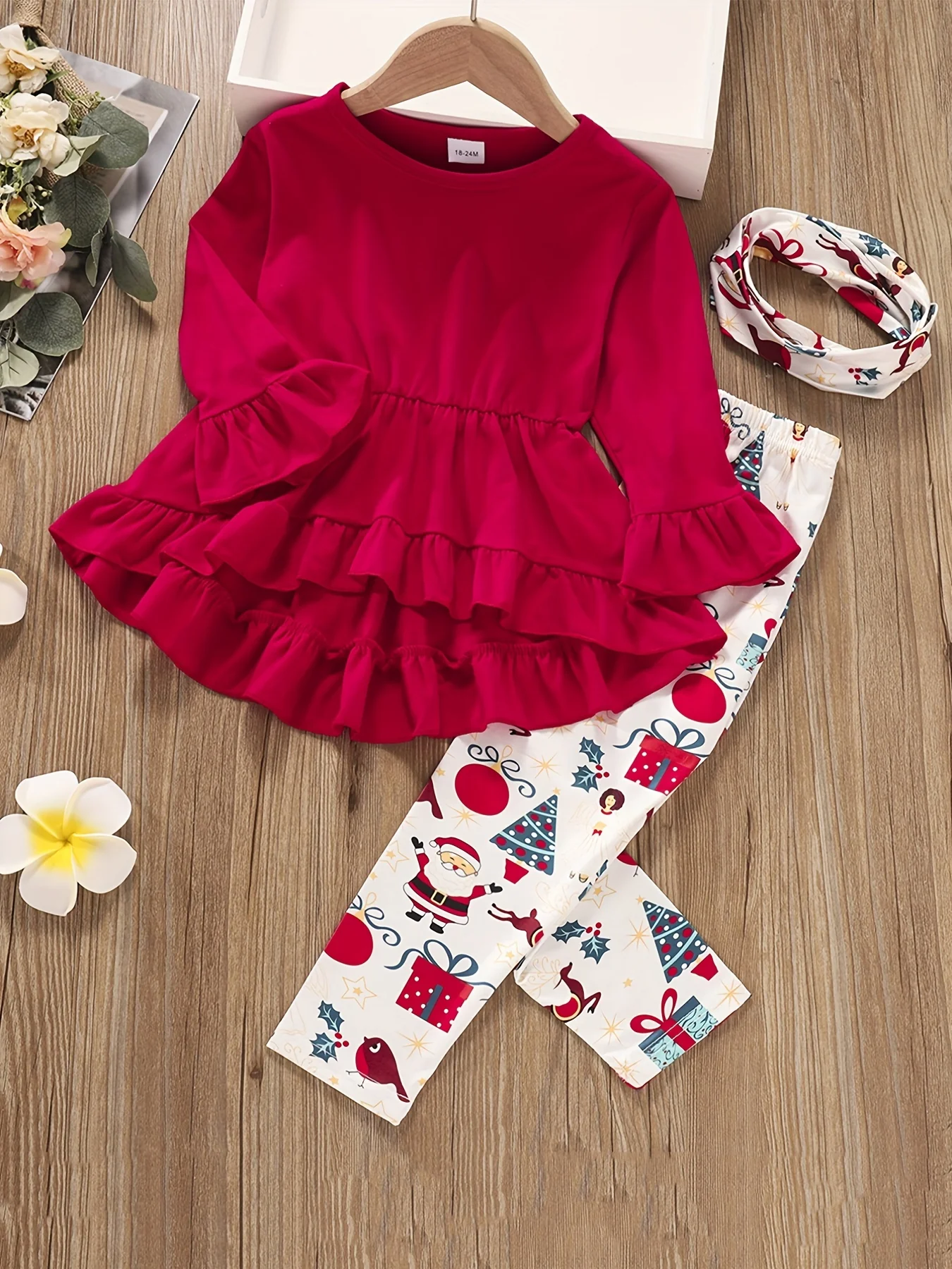 Comfy outdoor Outfits, 2pc Girls Pullover + Pants, Santa Claus Pattern Pants Autumn Clothes Christmas - Deanwangkt