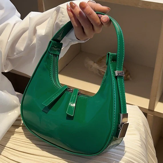 South Korea Ins Special-Interest Design Patent Leather Women Bag  New Spring Fashion All-Match Shoulder Bag Underarm Bag Fashion - Deanwangkt