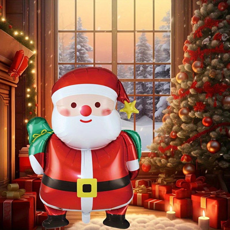 1pc Vibrant Christmas Snowman Balloon - Mixed Color, Round Shape, No Power Needed, Durable Aluminum Foil Material, Easy to Inflate and Deflate, Festive Party Decor for Christmas Events, Holiday Themed Decoration for Home & Store, Photography Backgrou - Deanwangkt