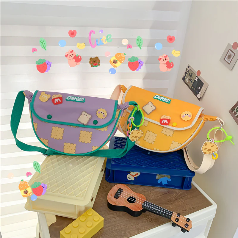 DEANWANGKT 2025 cute canvas bag popular new little fresh girl messenger bag fashion casual printed soft girl shoulder bag - Deanwangkt