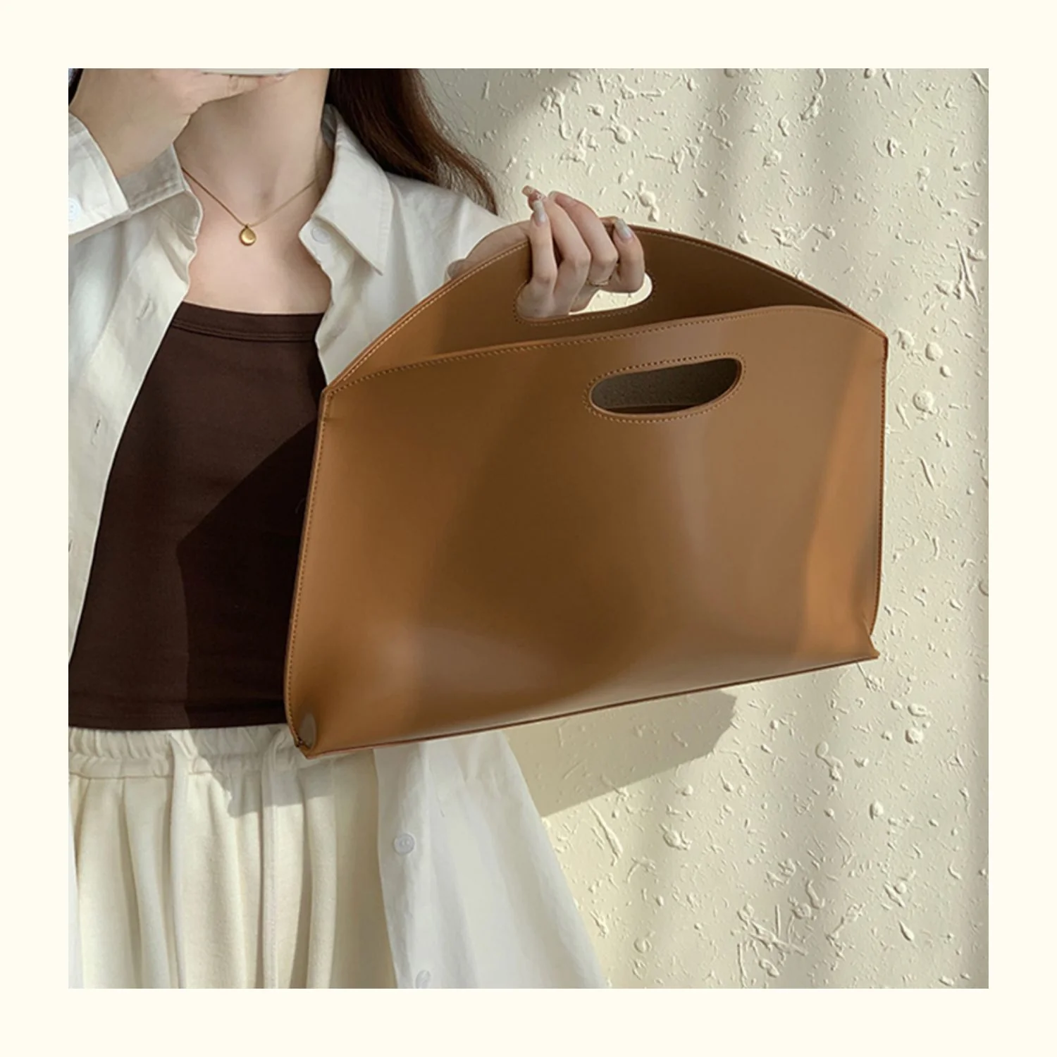 DEANWANGKT 2025 Korean niche briefcase female 13-inch notebook laptop bag temperament thin hand carry office commuter bag female - Deanwangkt