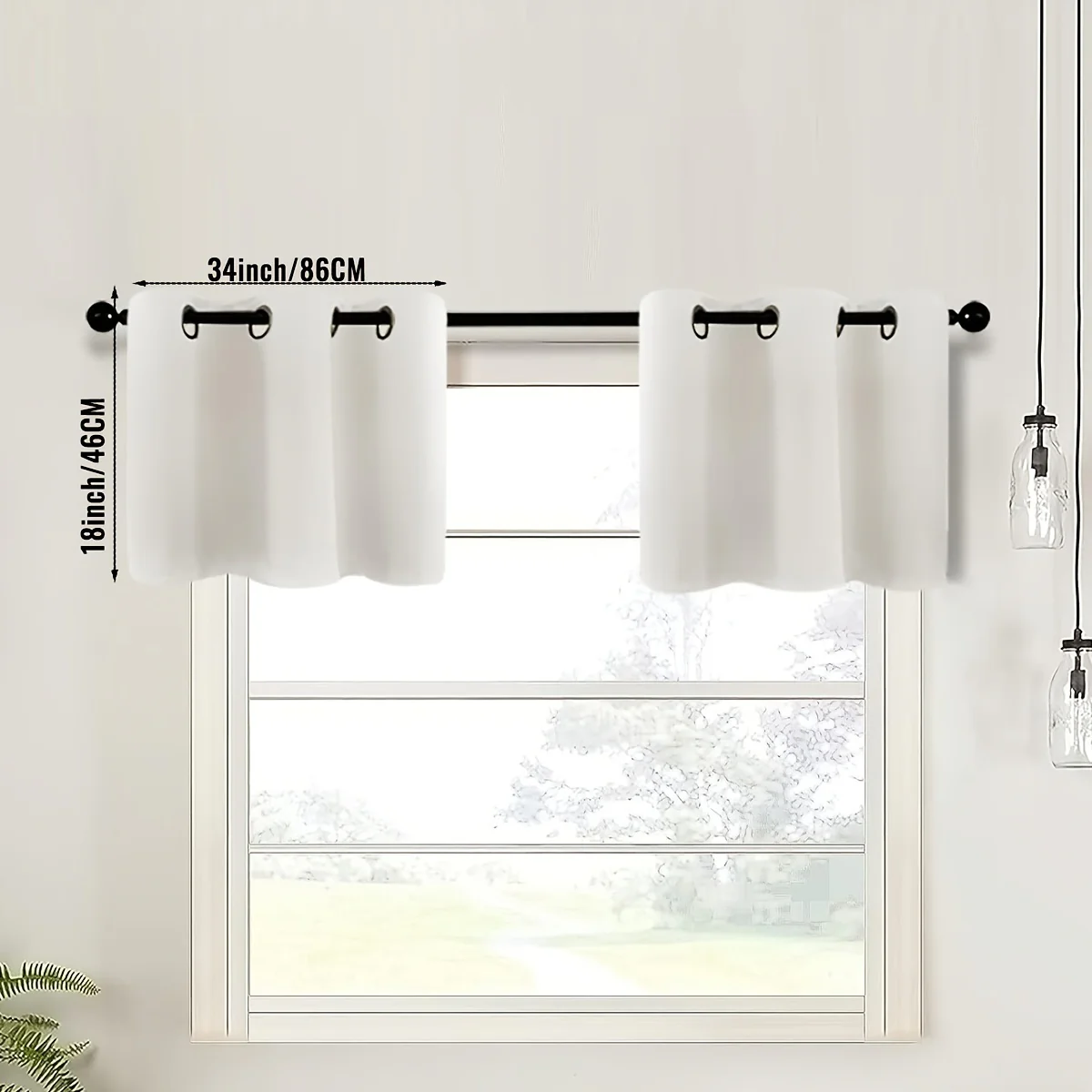 2-Piece Blackout Valance Panels - Room Darkening, Grommet Top, Half Window Treatment for Kitchen, Bathroom, Basement, Living Room, Office - Easy Home Decor Solution - Deanwangkt