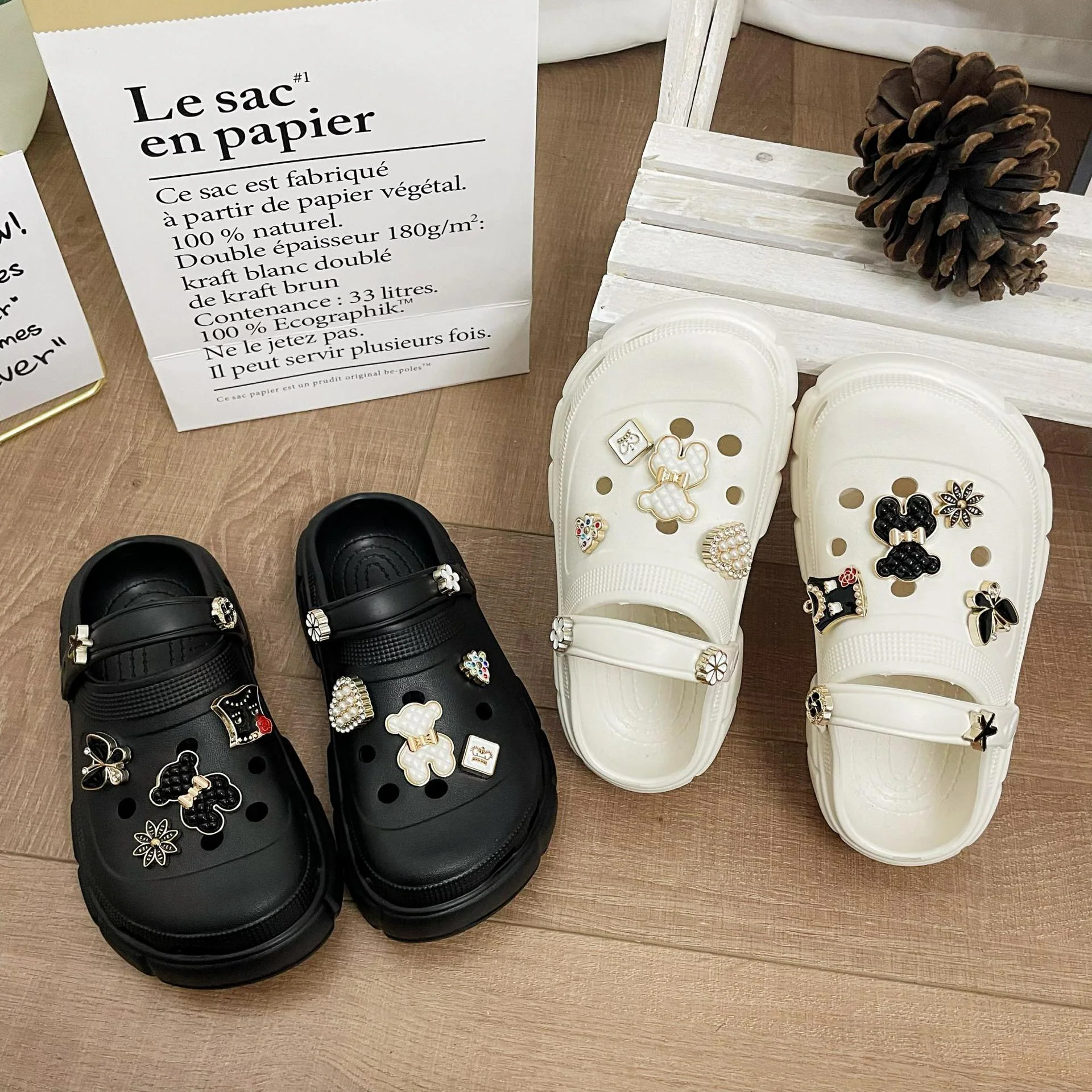 DEANWANGKT New Coros Shoes Children's Summer Slip-on Thick-Soled Non-Slip Soft-Soled Closed Toe Half Slippers for Students - Deanwangkt