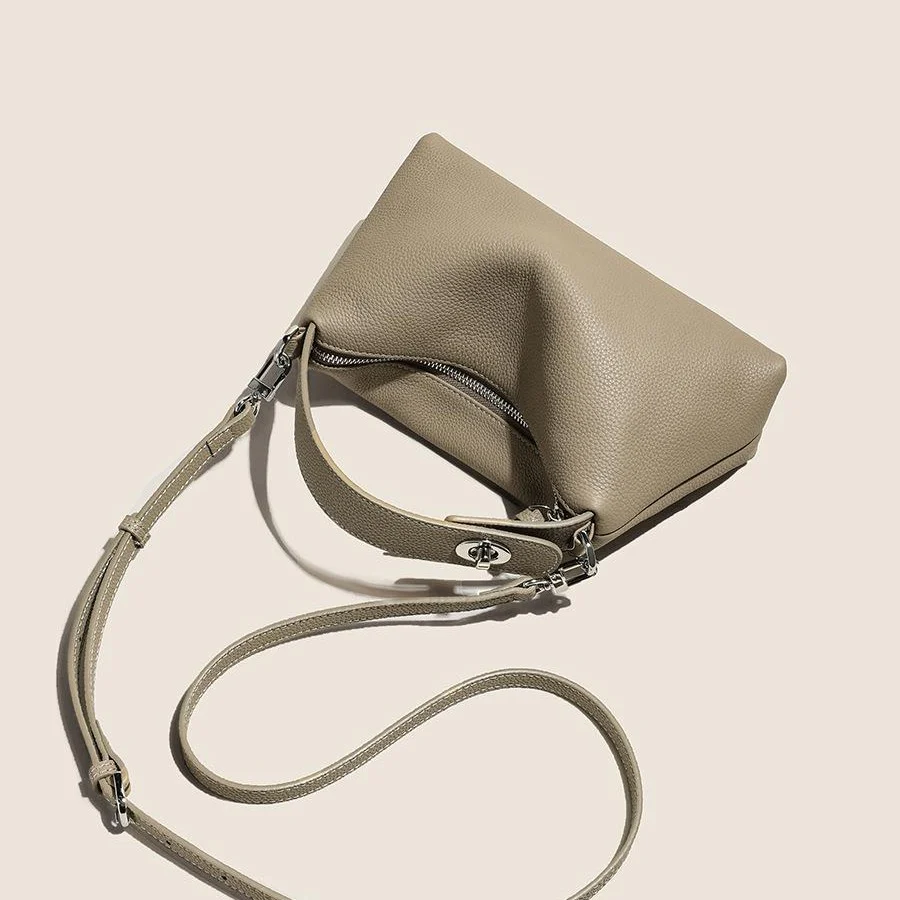 Women's Bag  New Women's Bag Lunch Box Bag First Layer Cowhide Niche Pillow Bag Shoulder Crossbody - Deanwangkt