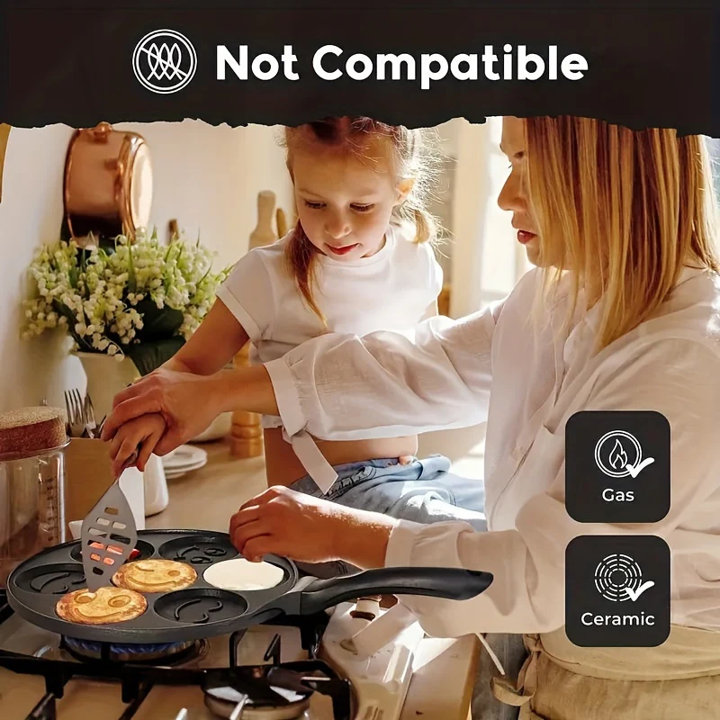 1pc Mini Pancake Maker Pan - 7-Mold Design, Non-Stick, Easy to Clean, Space-Saving, Perfect for Kitchen Utensils, Kitchen Supplies, Breakfast, Brunch, and Snack Preparation - Deanwangkt