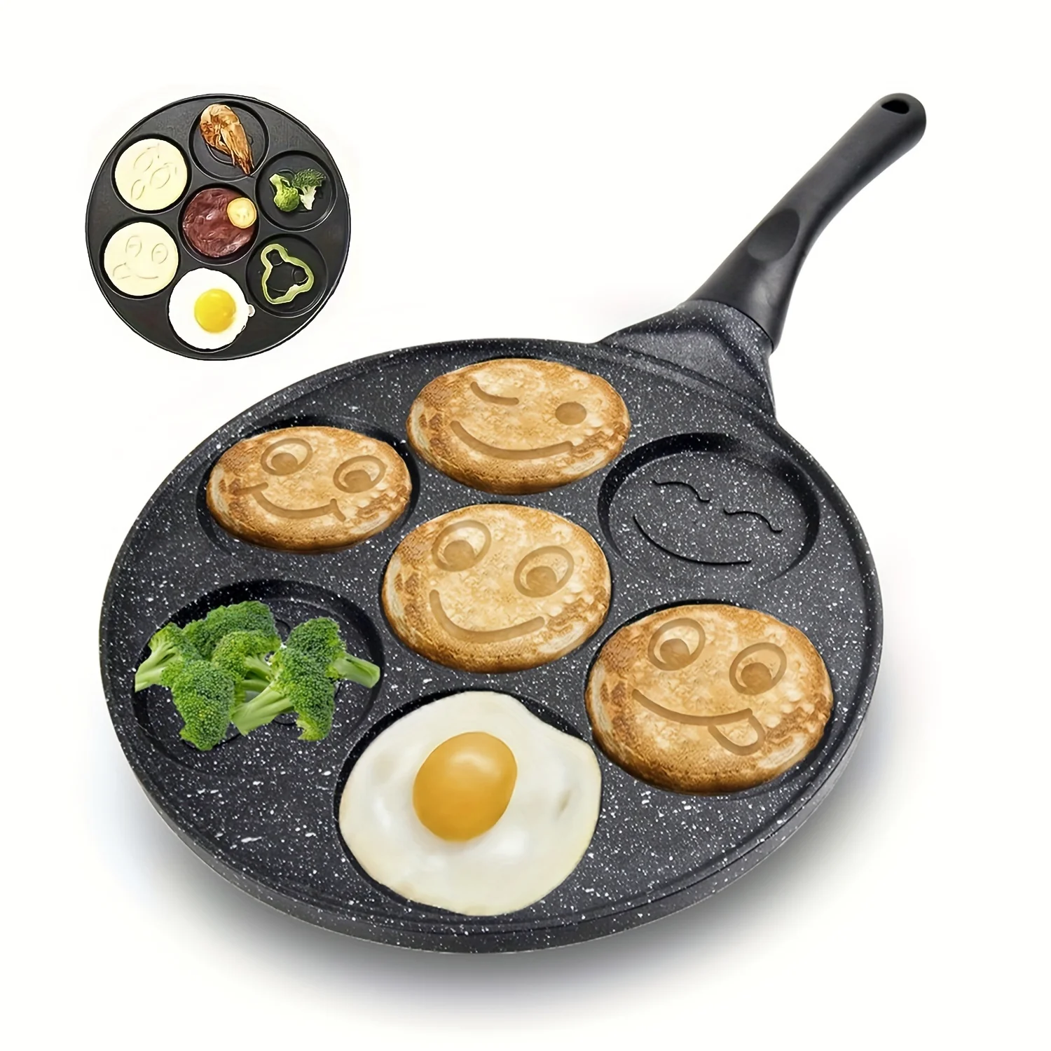 1 Pc Mini Pancake Griddle - 7-Mold Non-Stick Cooking Surface, Compact Kitchenware for Perfect Breakfast, Easy Cleaning, Space-Saving Design, Cookware, Kitchen Supplies, and Essential Kitchen Items - Deanwangkt