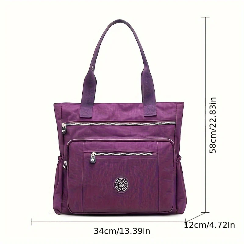 Spacious Nylon Tote Bag - Multi Pocket Design, Stylish Shoulder Bag for Women - Durable, Versatile Handbag & Purse Ideal for Work, Travel, and Everyday Convenience - Deanwangkt