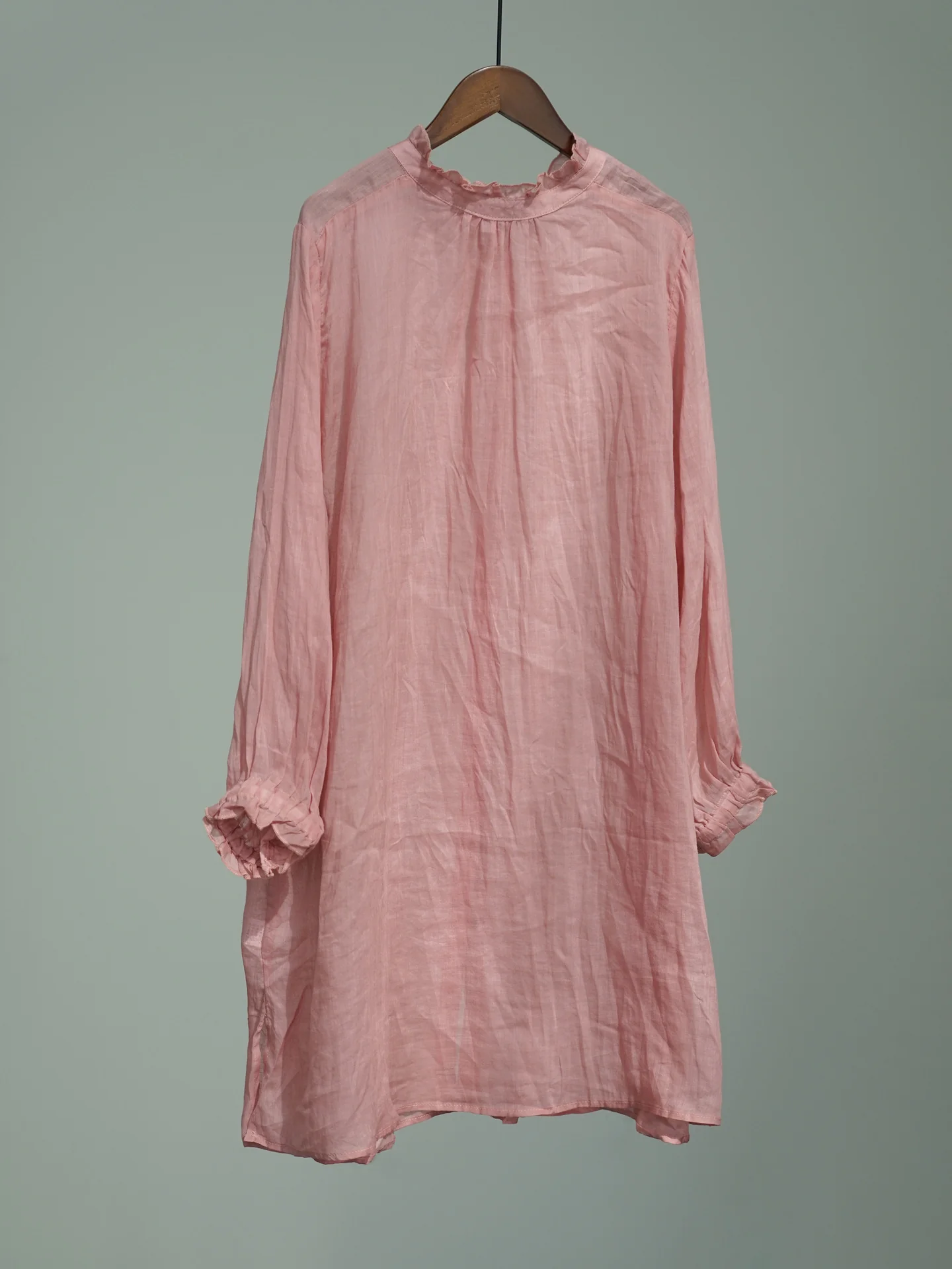 Original retro literary lace collar loose ramie long shirt, summer sunshade clear two wear cardigan W25050 - Deanwangkt