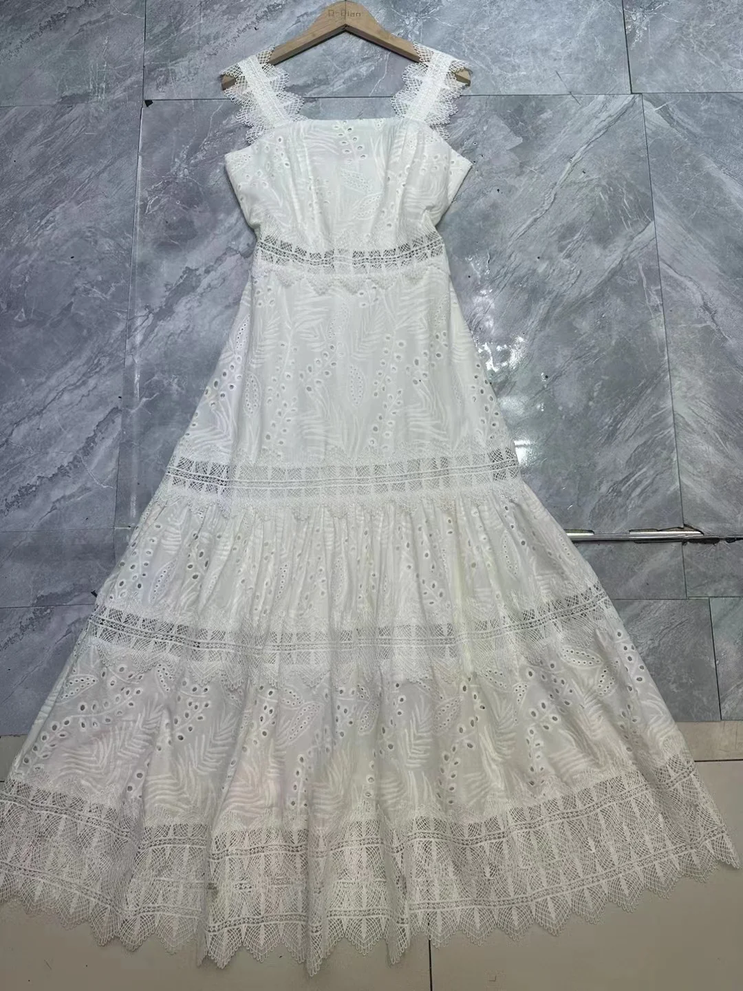 European and American Hot Trade  2025 Summer New Suspender Embroidery Embroidery Craft Hollow Long Dress Women - Deanwangkt