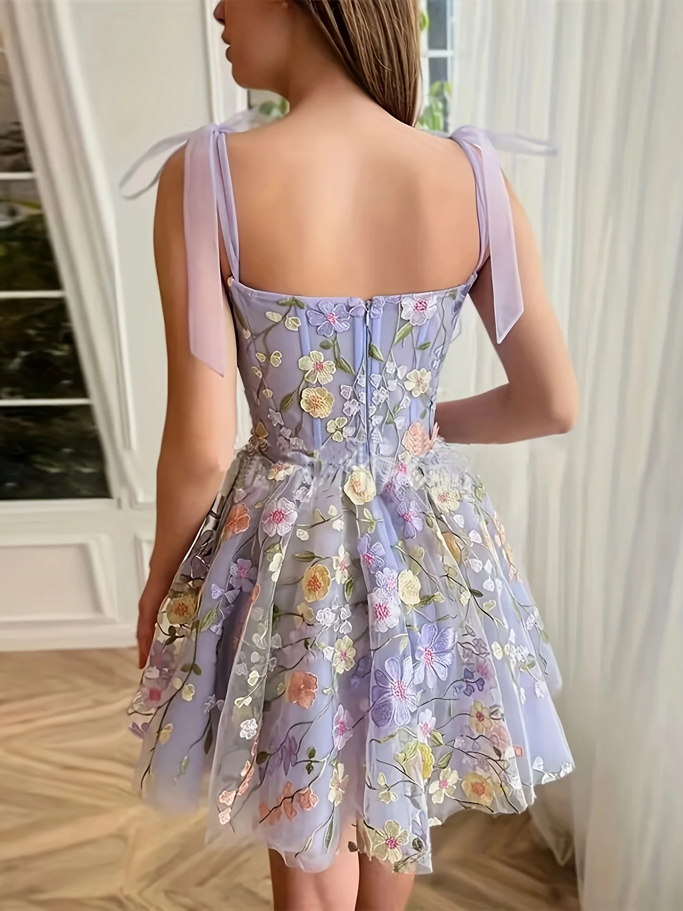 Fashionable Three-dimensional Flower Embroidery Buttocks Sexy Evening Dress - Deanwangkt