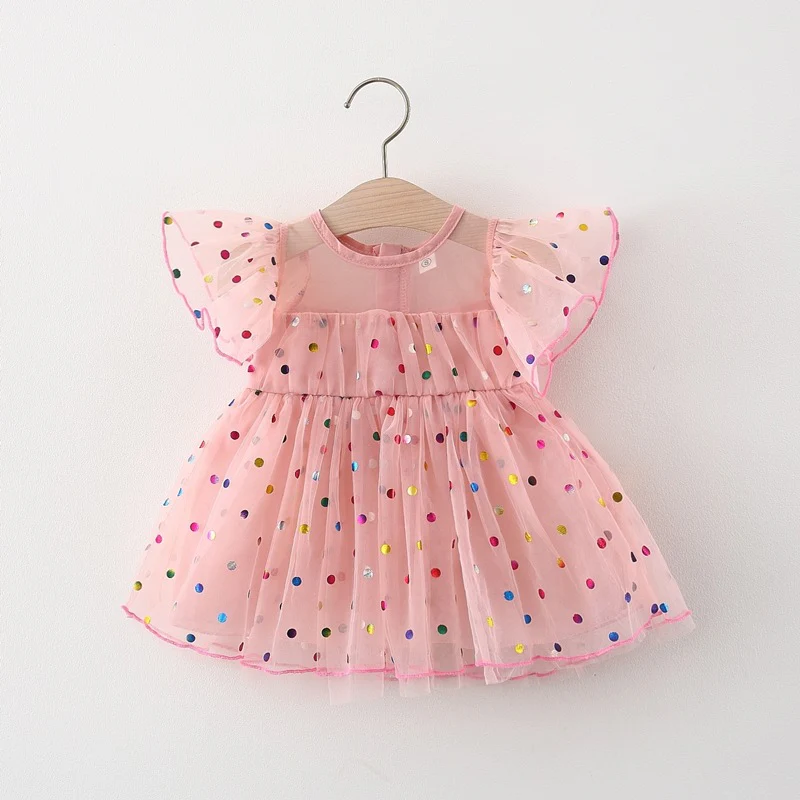 Western Style Children Shirt  Summer Polka Dot Girls Dress Baby Girl Skirt Children Flounced Sleeve Fashionable Princess Dress Tide - Deanwangkt