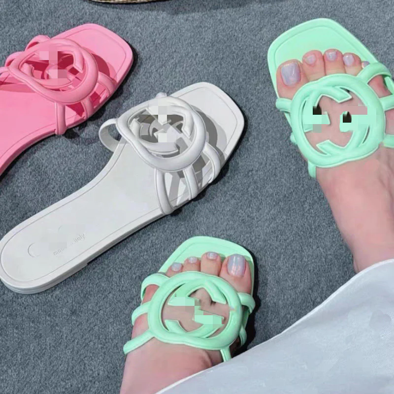 DEANWANGKT  G Home Flip-Flops Female  Fashionable Summer New Style Dopamine Jelly Bottom  Cross Border Foreign Trade Sandals Slipper - Deanwangkt