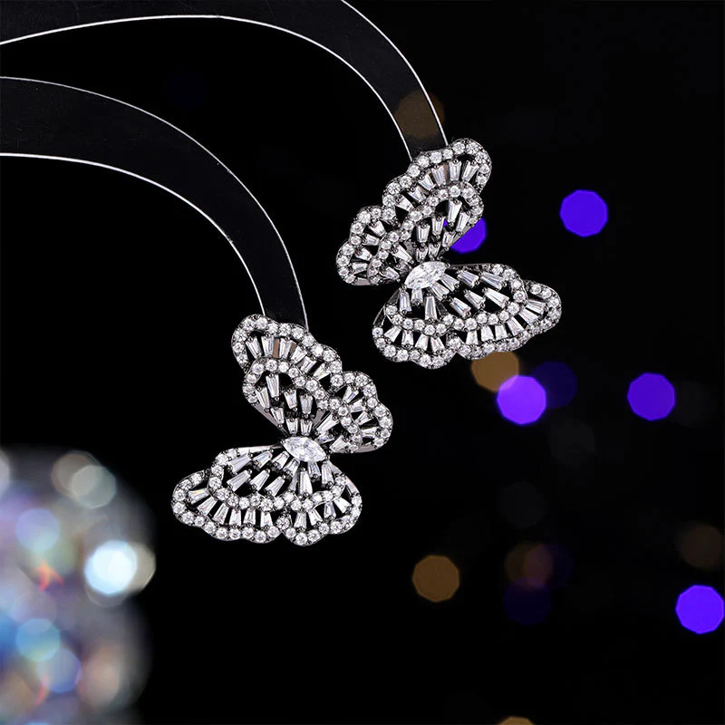 2025 popular trendy temperament high-end new stud earrings zircon exquisite 925 silver needle light luxury hollow butterfly earrings women - Deanwangkt