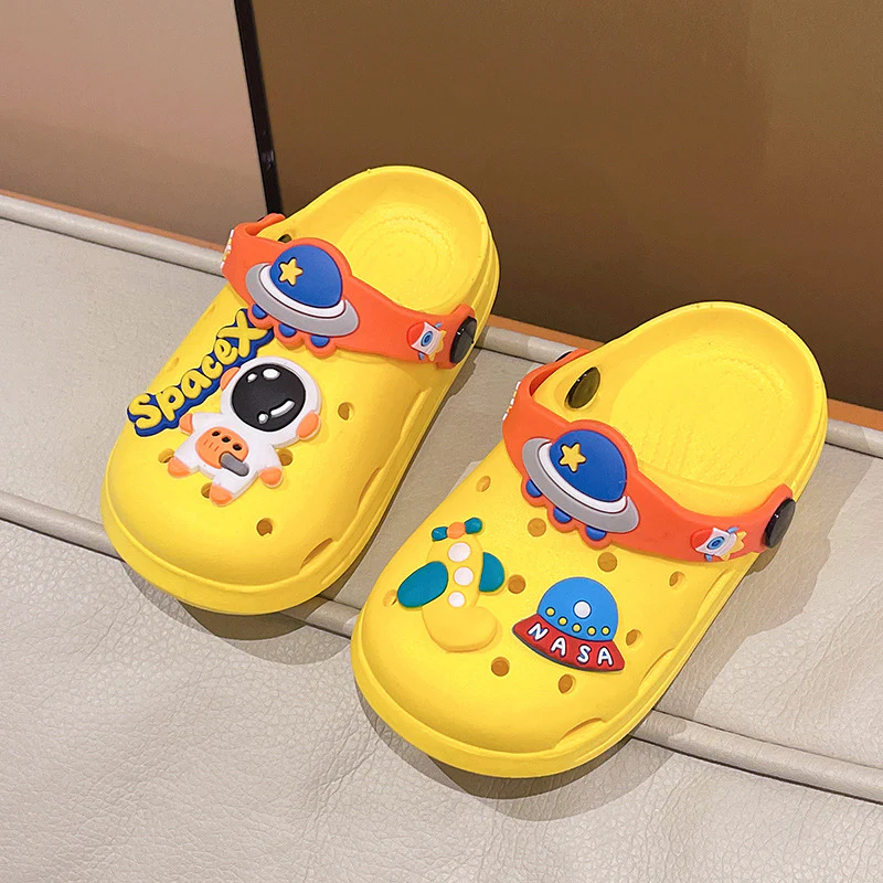 DEANWANGKT New Astronaut Children's Hole Shoes Summer Boys and Girls Baby Closed Toe Eva Sandals Two-Way Children's Sandals - Deanwangkt